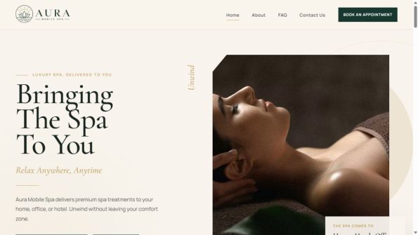 Aura Mobile Spa homepage screenshot