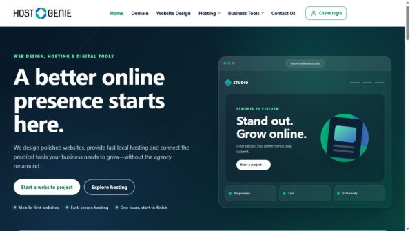 Host Genie homepage screenshot