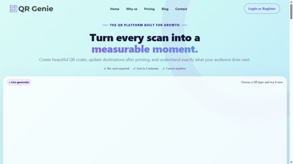 QR Genie homepage screenshot