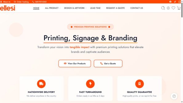 Young Printers homepage screenshot